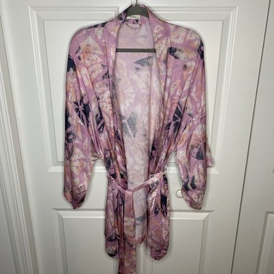 SPELL Silky Feel Robe Pink w Greys White Size M/L. *READ*