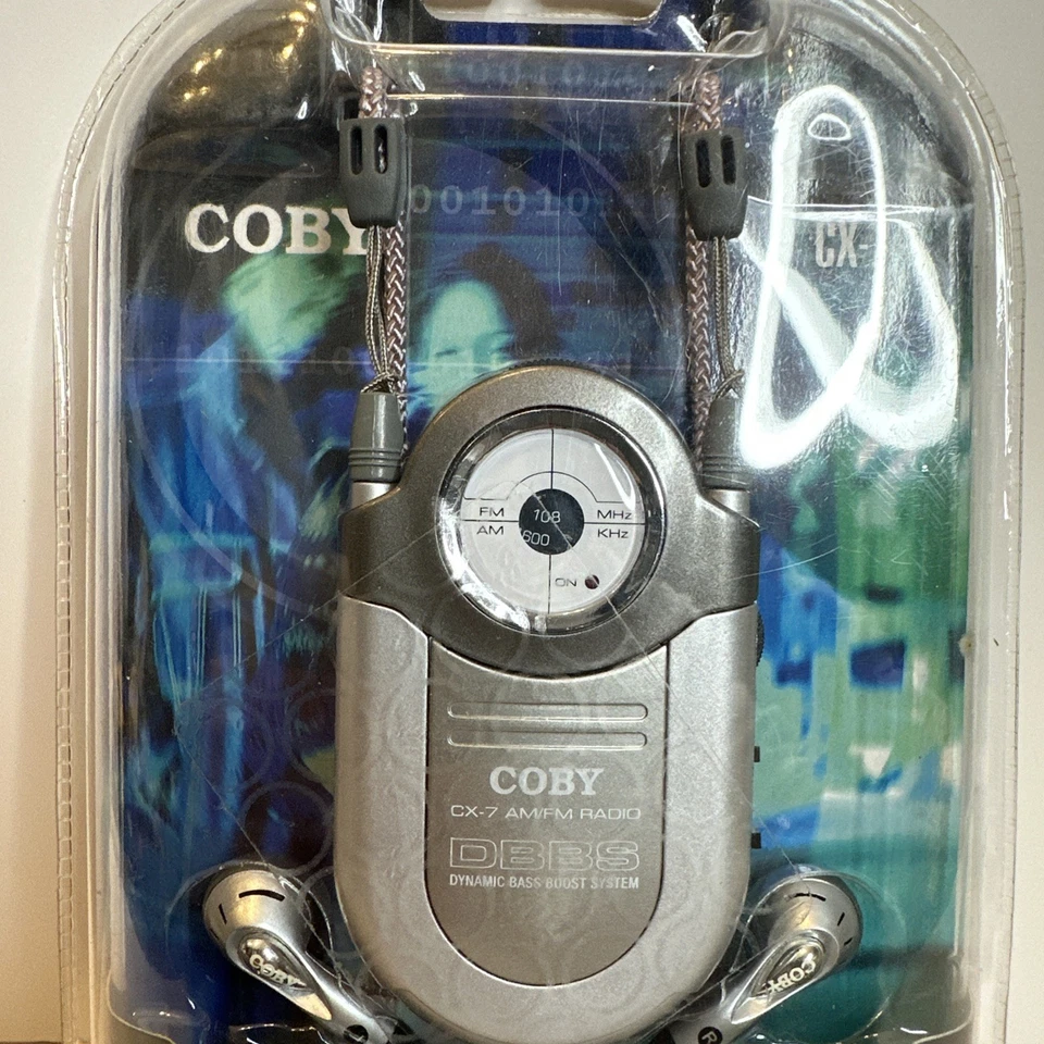 Coby Mini AM/FM DBBS Pocket Radio With Earphones & Neck Strap CX-7 New - Image 2 of 4