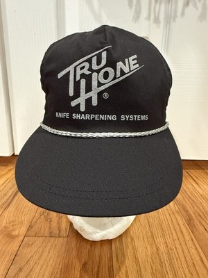 Vintage Tru Hone Knife Sharpening Rope Strapback Hat USA Made Leather Strap