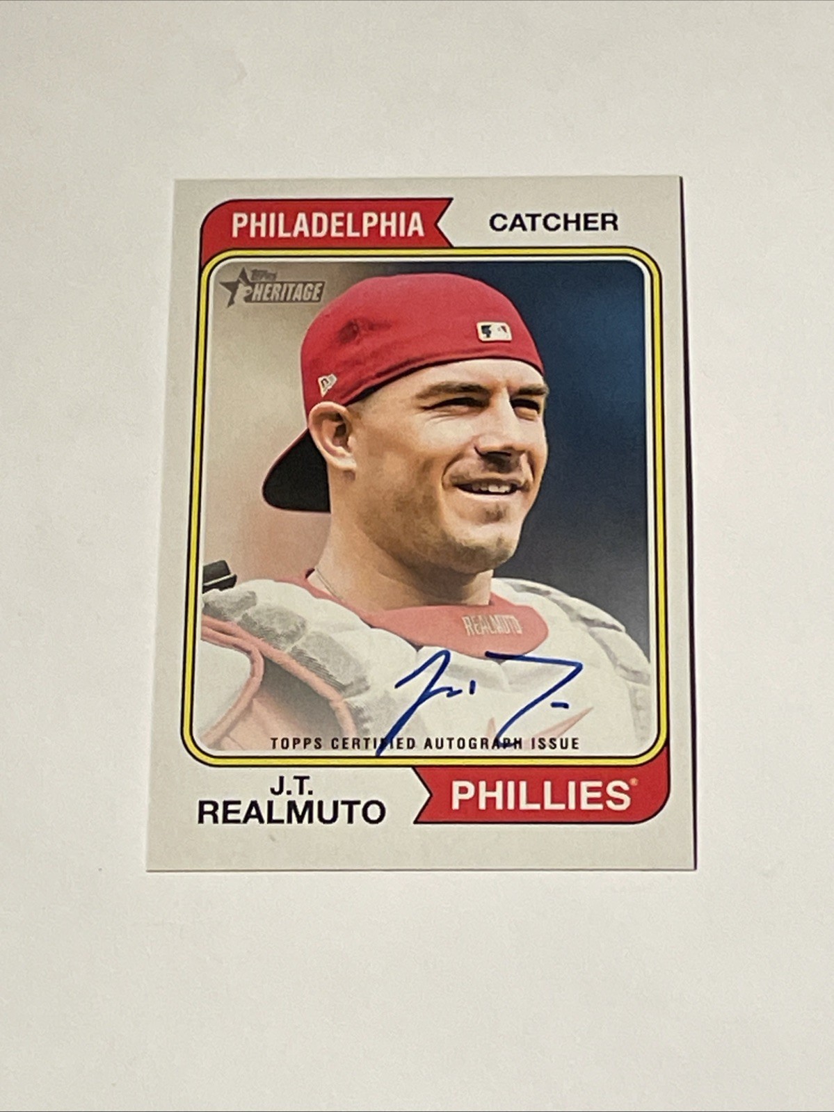 2023 Topps Heritage real one blue ink JT Realmuto auto autograph roa-jro rm