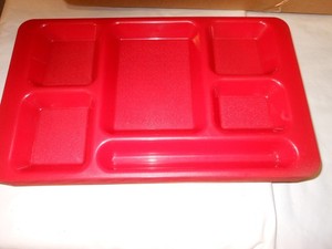 Lot Of 6 Cambro Polycarbonate Red Divided Cafeteria Lunch Trays CAMBRO 1596CW