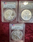 3 Coin Lot Of Silver American Eagles MS70 PCGS First Strike 3 Ounces Fine Silver