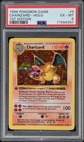 PSA6 Pokemon Card 1st Edition 1999 Charizard Holo 4/102 English Rare