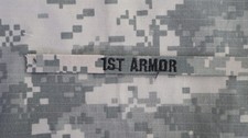 US Army Hat Name Tape 1st ARMOR ACU Sew-on Military Patch NEW Authentic