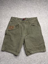 Wrangler Riggs Cargo Shorts Men  s 36 Green Ripstop Cotton Workwear Hammer Loop