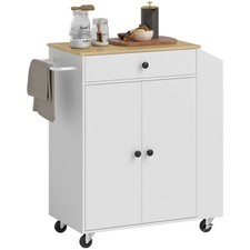 HOMCOM Kitchen Island with 3-Tier Spice Rack, Kitchen Cart with Towel Rack