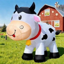 6FT Cow Inflatables Christmas Spring, Farm Ranch Blow up Animals Cute Dairy C...