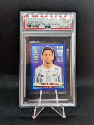 2022 FIFA WORLD CUP STICKERS #ARG20 LIONEL MESSI BLUE BORDER GRAY BACK ...