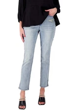 Girl With Curves Slim Leg Crop Jean w/ Side Slit Classic Lt Wash