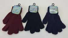 Kids Winter Knitted Magic Stretchers Gloves Lot of 3 Blue Black Red
