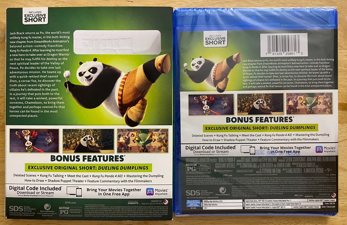 KUNG FU PANDA 4 BLU RAY DVD 2 DISCS SLIPCOVER SLEEVE FREE USA
