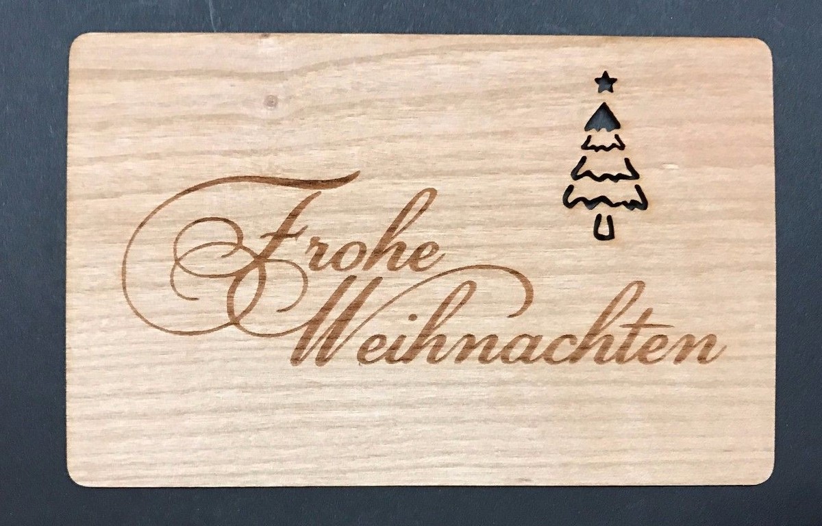 Holz Geschenkkarte „Frohe Weihnachten“ Mit Sternenbaum - Inkl. Umschlag, 14x9 Cm