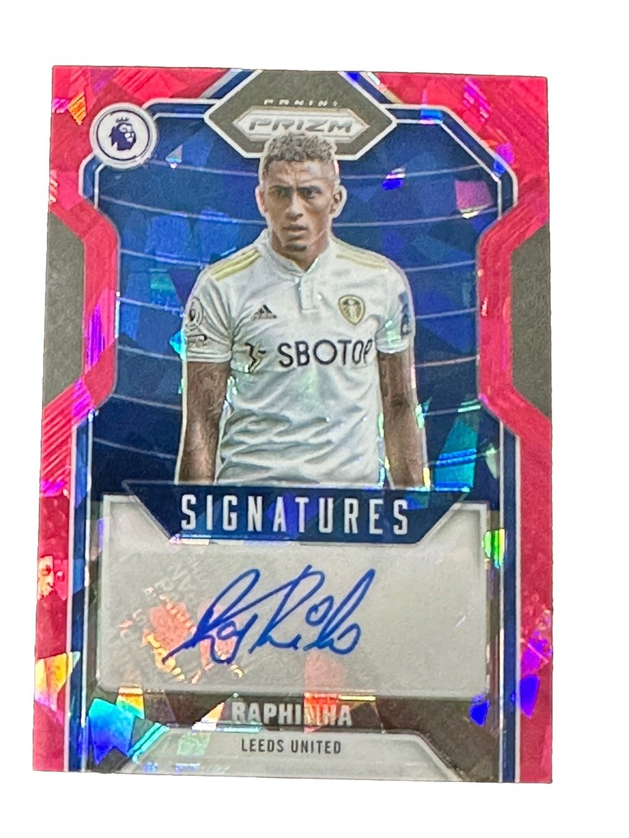 RAPHINHA Prizm Pink Cracked Ice Signatures Auto Leeds United
