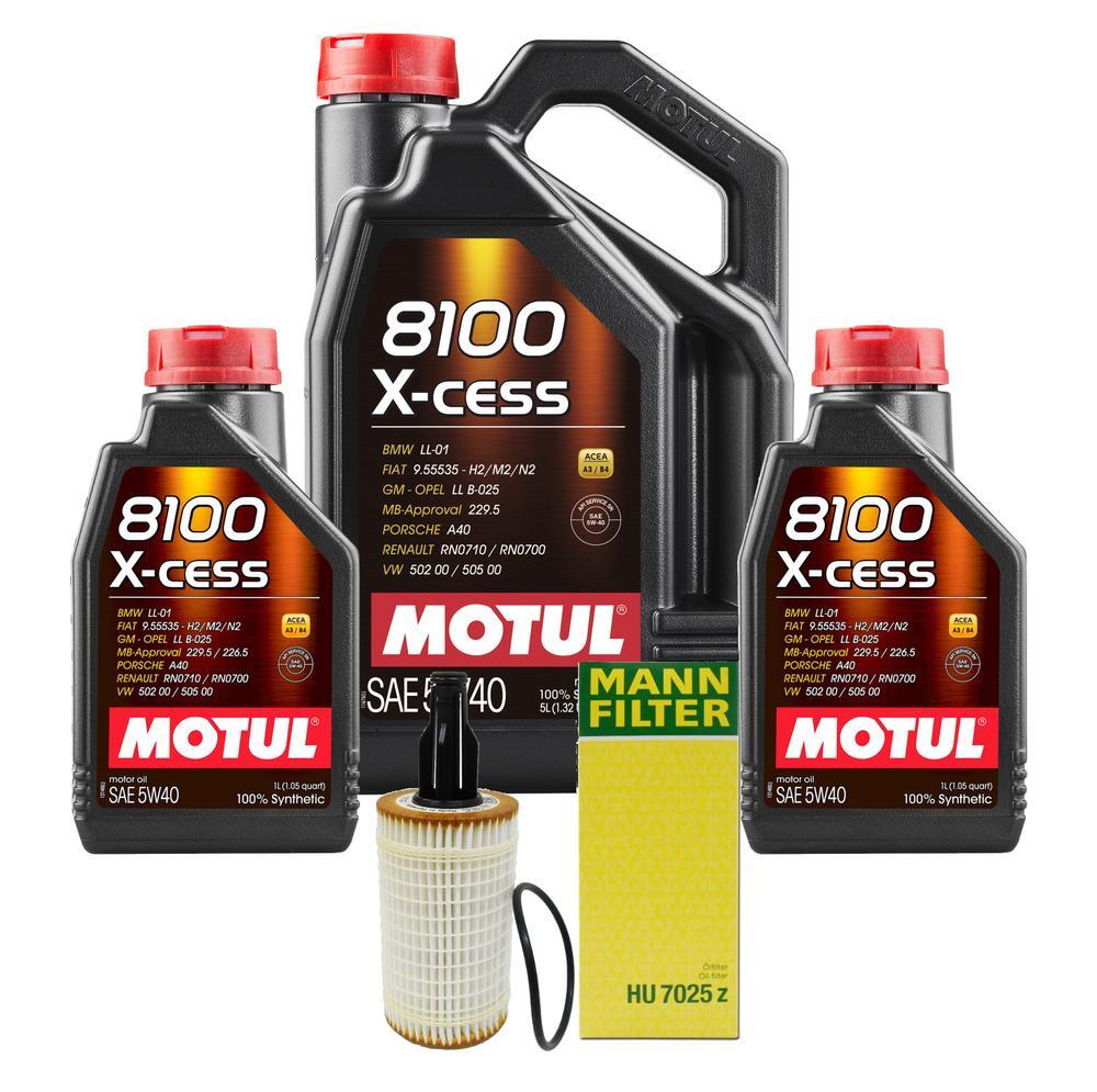 7L Motul 8100 X-CESS 5W40 Mann Filter Motor Oil Change Kit W166 ML350 3.5L 12-15