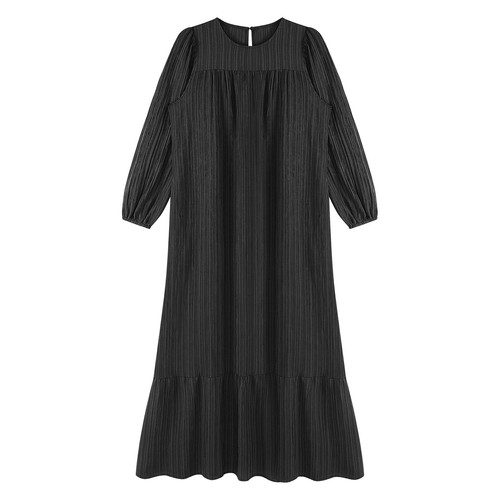 Womens Islamic Muslim Caftan Abayas Round Neck Dress Ruffled Hem Robe Pray Maxi - Picture 27 of 64