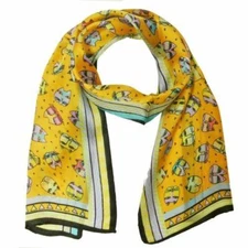 Wrapables Vibrant 100% Silk Long Scarf 51" x 10.5", Cat Faces