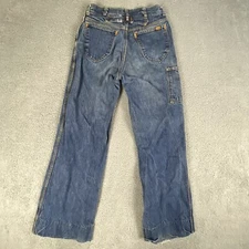 VINTAGE Hash Jeans Women 28 Wide Leg Flare Buckle Back Made in USA 70s Carpenter