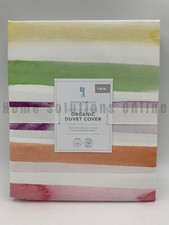 Pottery Barn Kids Kayla Stripe Organic Percale Duvet Cover Full Queen 336H
