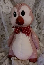 Super Cute Vintage Kimble Mold Ceramic Hand Painted Pink  Quilted Look Penguin