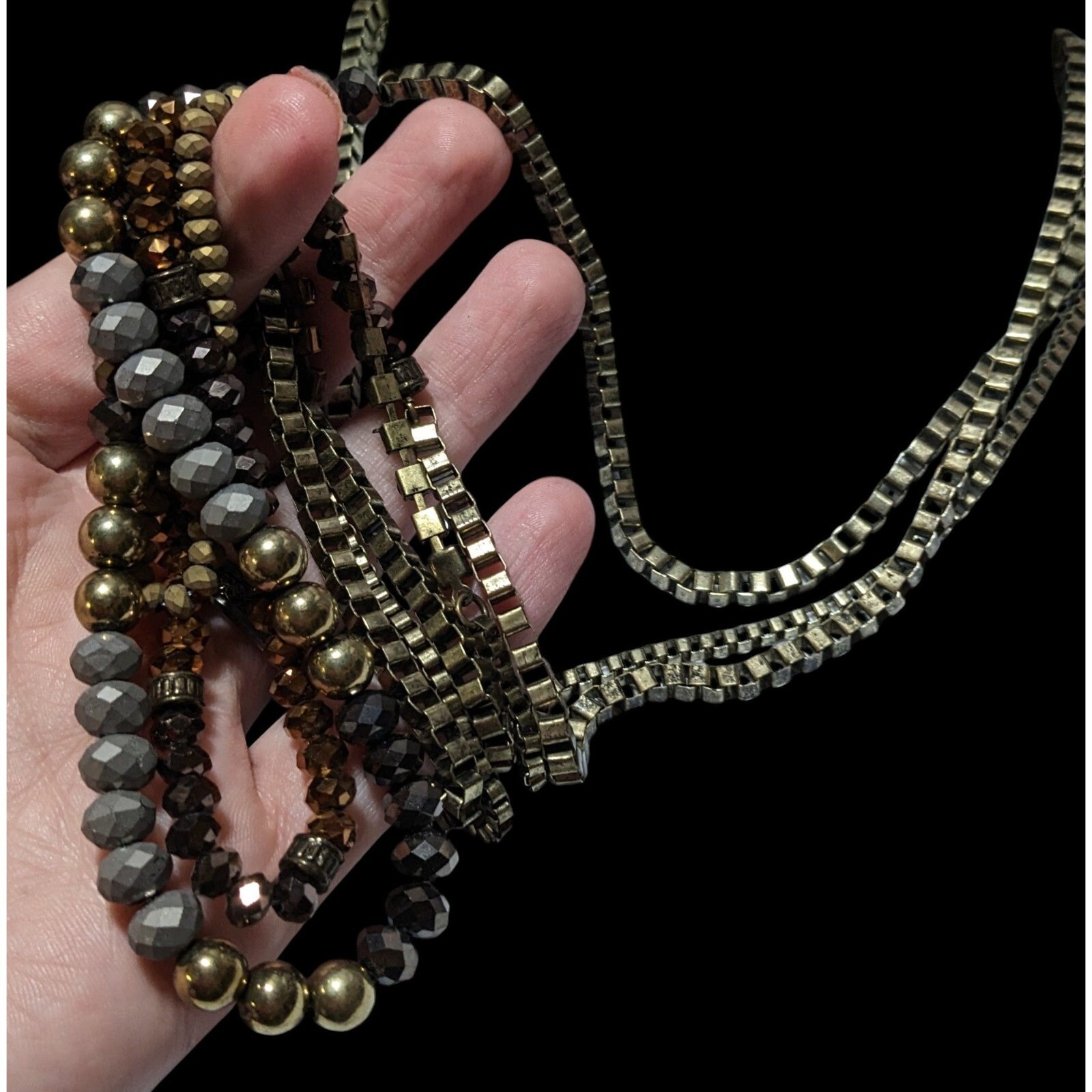Multilayer Glam Box Link Beaded Statement Necklace - image 2
