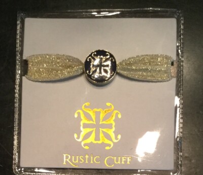 Rustic Cuff Gold Ribbon Bracelet And Gold Charm.  NEW