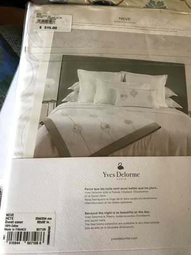 Neu weiß Gegenscheibe Überwurf Yves Delorme Neve bestickt Ornamente Seide Baumwolle - Bild 16 von 16
