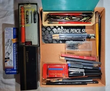 Calligraphy Nibs Prang Charcoal Pencils Ink Cartridge Pens Lumograph, Old