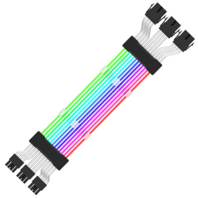 ARGB GPU Power Extension Cable 3x8pin PCI-e 5V Addressable RGB Sync Adapter Wire