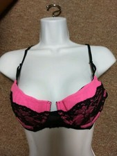 Victorias Secret Vintage Lace Overlay Balconet 36B Black/Ultra Pink NWOT