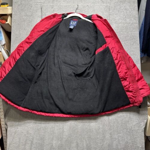 Gap Jacket Womens Medium Red Down Filled Parka Hooded Coat Winter Puffer Classic - Picture 7 of 10