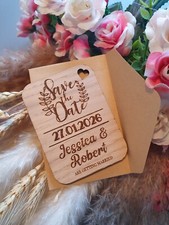1-100 x Oak Save The Date Wedding Magnets card Wooden invitations + ENVELOPE
