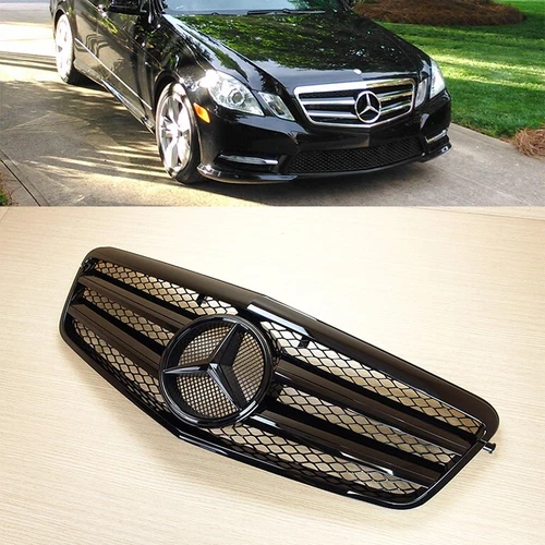 Full Gloss Black Front Grille Fit BENZ W212 E-Class 2010-2013 Sedan/Wagon 4-Door