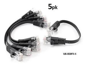 5-PACK 6 de pouce CAT6 Réseau UTP Ethernet RJ45 Câble à patch plat, noir