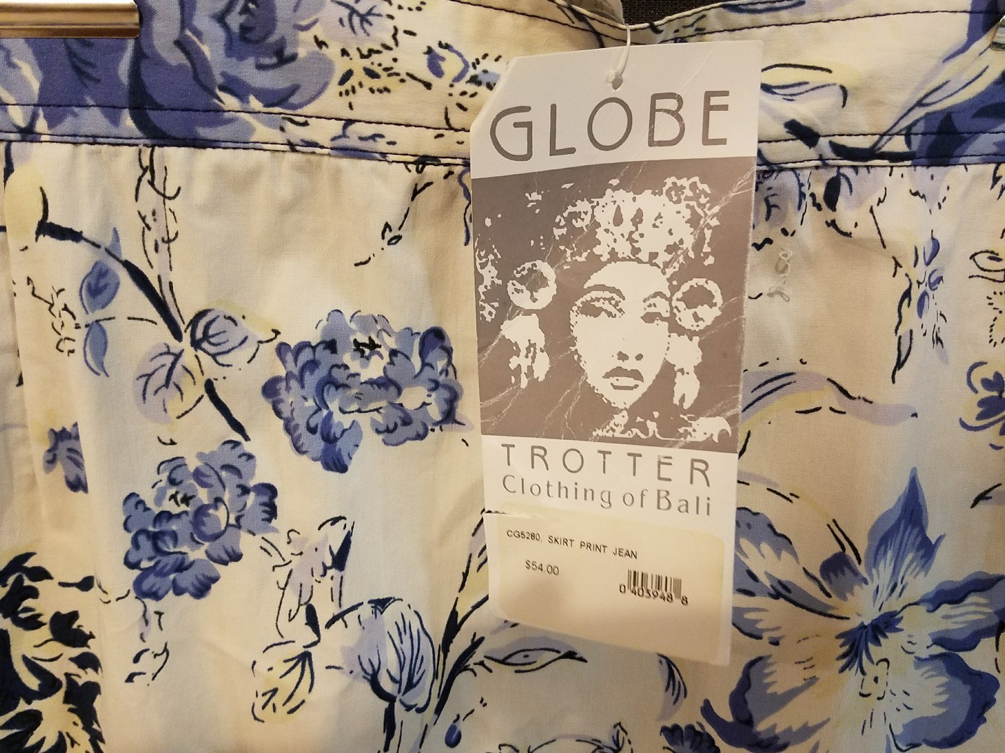Globe Trotter Clothing Of Bali XL Floral Blue Ivory Skirt Mini Zip Rayon Skirt eBay