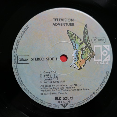 Television – Adventure LP Elektra Butterfly ELK 52 072 First Edition 1978 MINT- - Picture 7 of 7