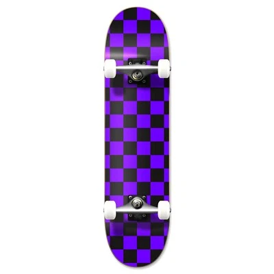 Yocaher Graphic Complete 7.75" Skateboard - Checker Purple