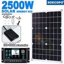 25 Watts Solar Panel Kit 100A 12V Battery Charger with Controller Caravan Boat