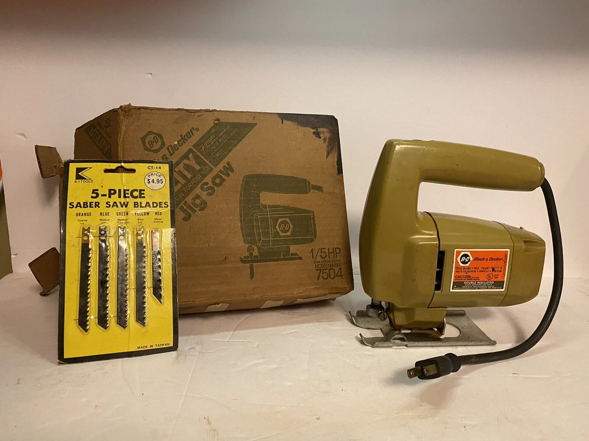 Vintage Black Decker No. 7504 Type 5 Corded Jig Saw With Pack Of Blades