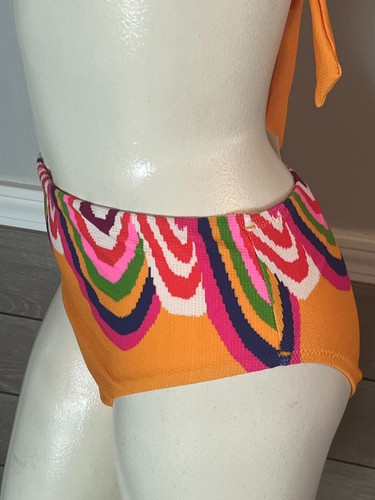 Trina Turk Swimwear 4 6 Bikini Halter Boho Rainbow Flower High Waisted - Picture 5 of 15