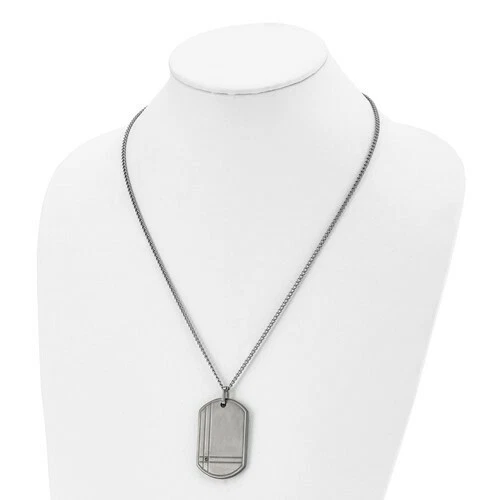 *BRAND NEW* Chisel Grey Titanium w/ Diamond Brushed Dog Tag Necklace TBN105-22 - Image 3 of 4