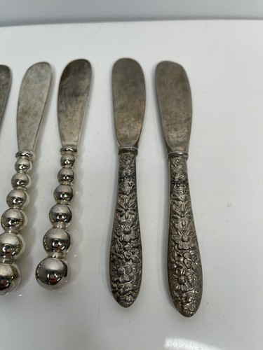 "SILVER TREASURES" 5 Godigner Stainless Cheese/Butter Knifes Floral Round Bead - Picture 3 of 11