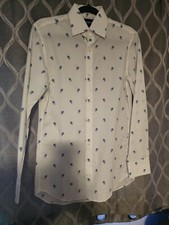 Bonobos Slim Fit Dress Shirt Men Size S 14.5" x 33" in White Perennial Toss