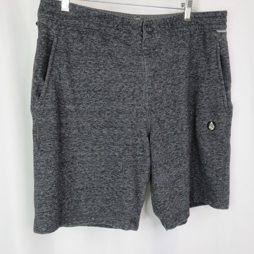 Volcom Sweat Shorts Mens L Charcoal Gray Pockets Cotton Blend Stretch 8” Inseam