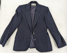 Vintage EVAN-PICONE Wool Blend Blazer Navy Blue 2 Button Women Size 5-6 USA Made