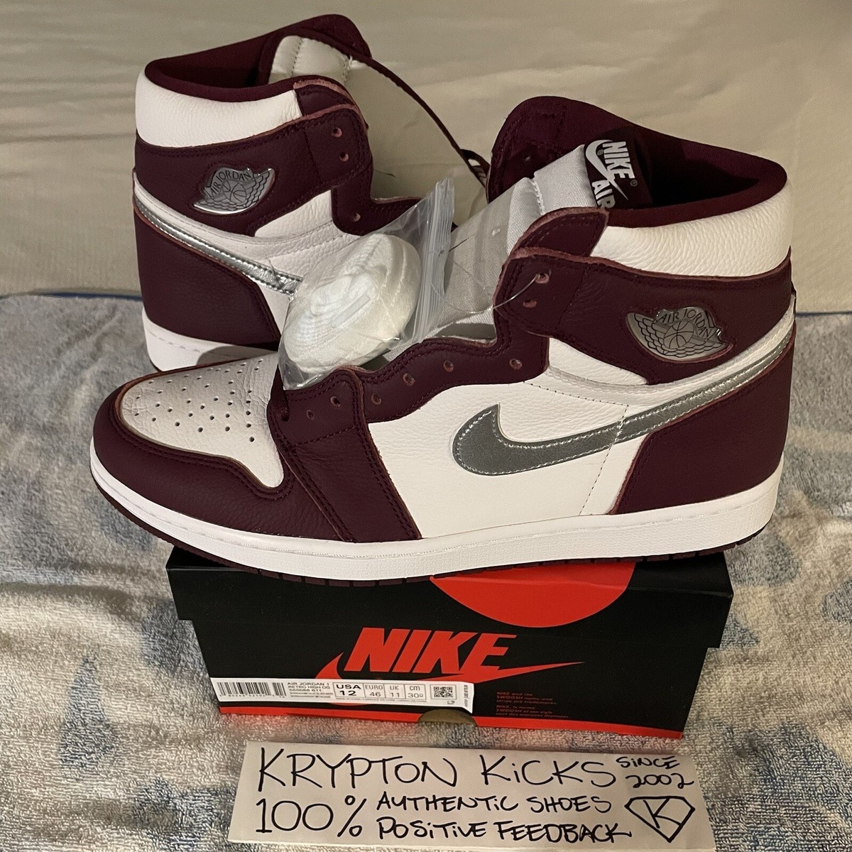 AIR JORDAN 1 RETRO HIGH OG BORDEAUX SZ12 DS 100% AUTHENTIC FROM