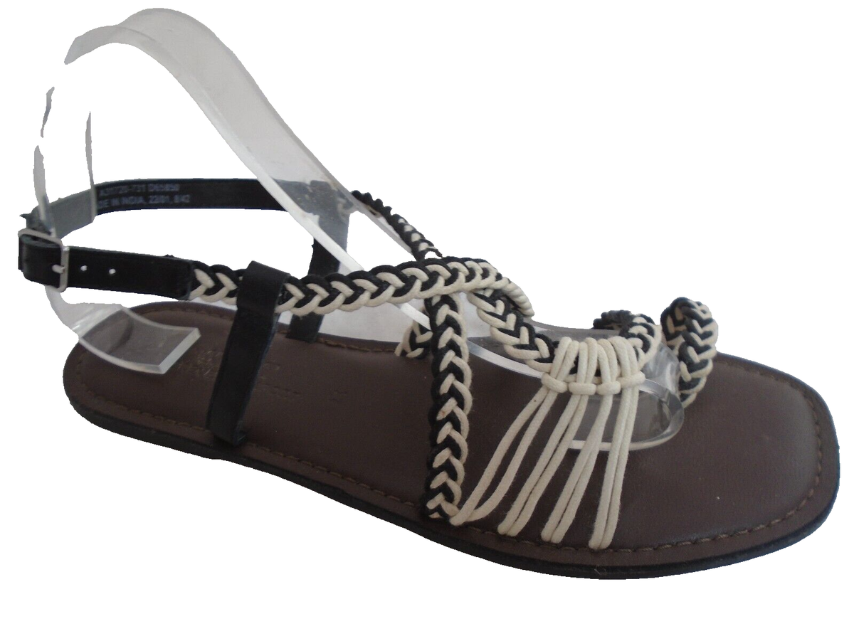 NEXT FOREVER COMFORT BLACK LEATHER LADIES TOE POST SANDALS WOMANS