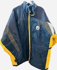 Pittsburgh Steelers Jacket VTG Pro Player XL NFL Football Puffer Coat Black Gold
