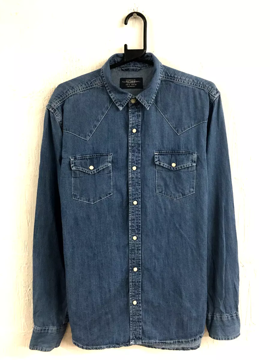 Denim pearl snap shirt best sale mens