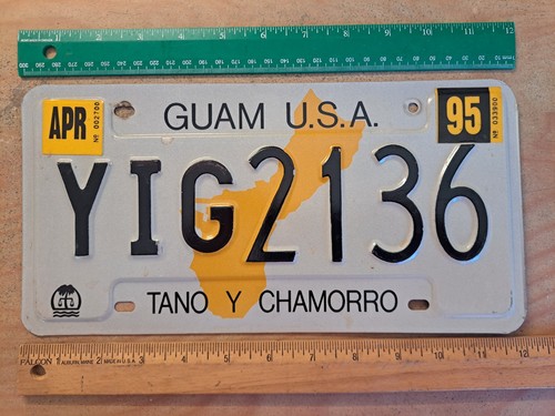 License Plate, Guam U.S.A., 1995, YIG 2136, Tano Y Chamorro