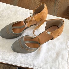 Women's Character Dance Shoes Gray Brown Block Heel Size 38